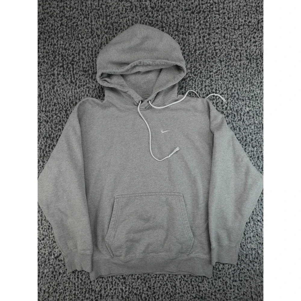 Nike Hoodie Mens Small Grey Solo Swoosh Pullover Fleece DX1355-063